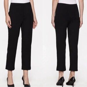 Ming Wang Black High Waisted Pamela Straight Leg Knit Pull-On Pants S